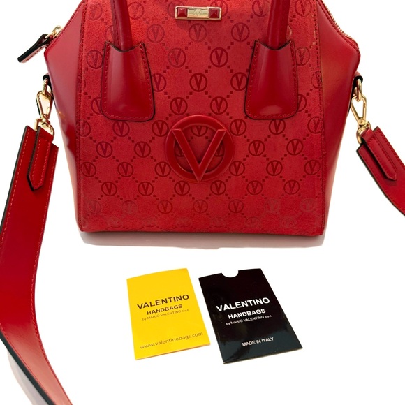 Valentino Red Mimi Monogram Leather Shoulder Bag - Picture 5 of 13